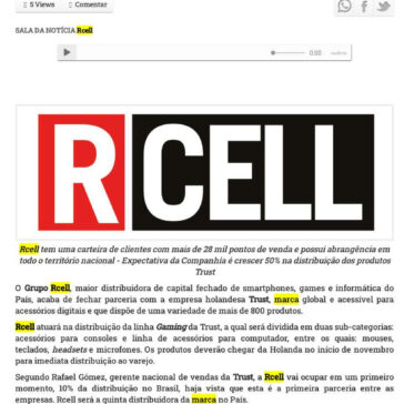Rcell firma parceria com a empresa holandesa Trust e fará no Brasil a distribuição da linha Gaming – Itaquera em Notícias