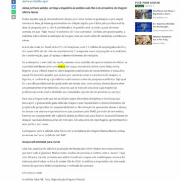 Moda Empreendedora é tema de uma série de reportagens produzidas por alunas da FAAP – MSN Brasil