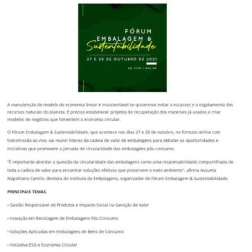 Fórum Embalagem & Sustentabilidade apresentará soluções de embalagens para a economia circular – Revista H&C