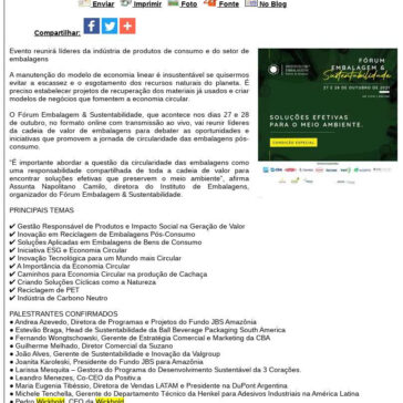 Fórum Embalagem & Sustentabilidade apresentará soluções de embalagens para a economia circular – Difundir