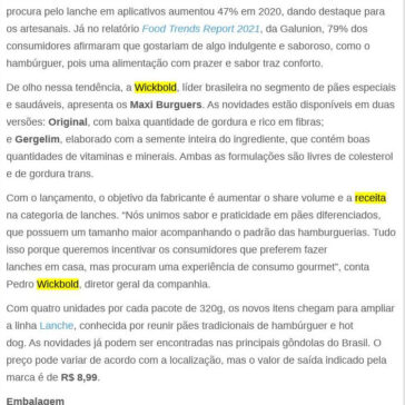Wickbold anuncia pães de hambúrguer com nova gramatura – E-compare