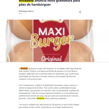 Wickbold anuncia nova gramatura para pães de hambúrguer – Quimiweb