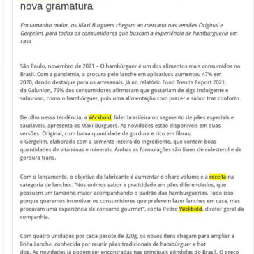 Wickbold anuncia pães de hambúrguer com nova gramatura – 2A Alimentos