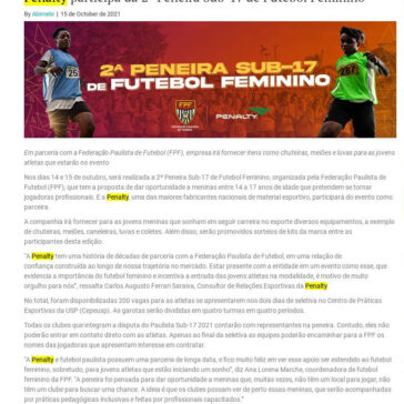 Penalty participa da 2ª Peneira Sub-17 de Futebol Feminino – Abime Brasil