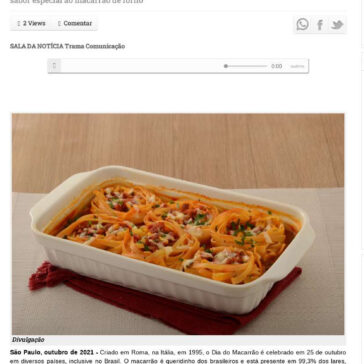 Dia do Macarrão: Pamplona dá dica de Macarrão de forno com Linguiça tipo Calabresa – Itaquera em Notícias