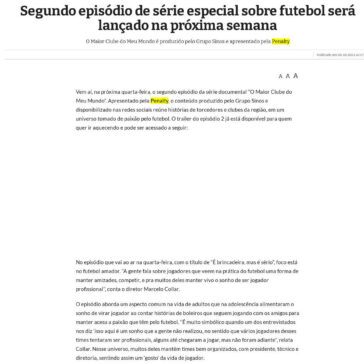 Segundo episódio de série especial sobre futebol será lançado na próxima semana – Jornal VS