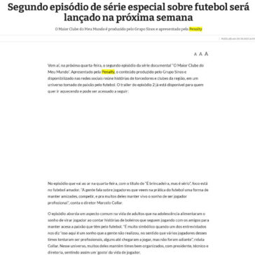 Segundo episódio de série especial sobre futebol será lançado na próxima semana – Jornal de Gramado