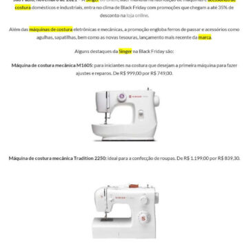 Black Friday: Singer dá até 35% de desconto em máquinas e acessórios de costura – Leoa Ruiva
