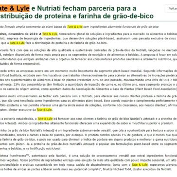 Tate & Lyle e Nutriati fecham parceria para a distribuição de proteína e farinha de grão-de-bico – Aditivos & Ingredientes