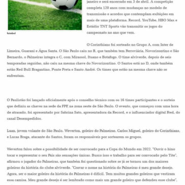 Sorteio do Paulistão 2022 coloca Santos e Red Bull Bragantino na mesma chave – Diário de Cuiabá
