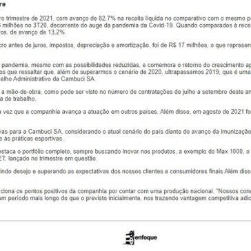 Cambuci apresenta balanço positivo no terceiro trimestre – Enfoque