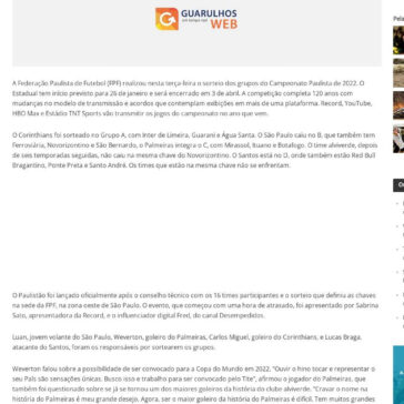 Sorteio do Paulistão 2022 coloca Santos e Red Bull Bragantino na mesma chave – Guraulhos Web
