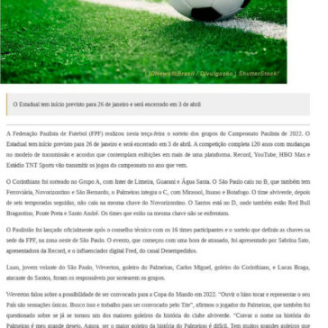 Sorteio do Paulistão 2022 coloca Santos e Red Bull Bragantino na mesma chave – ID News Oficial