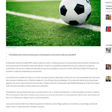 Sorteio do Paulistão 2022 coloca Santos e Red Bull Bragantino na mesma chave – IMBAU FM