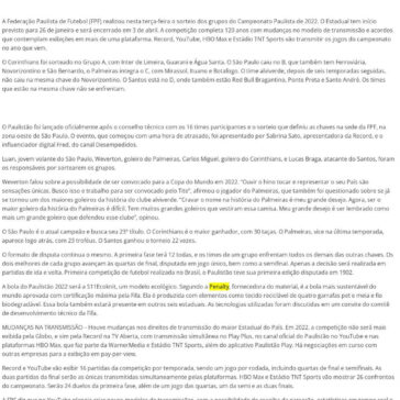 Sorteio do Paulistão 2022 coloca Santos e Red Bull Bragantino na mesma chave – Jornal do Oeste