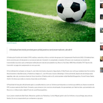 Sorteio do Paulistão 2022 coloca Santos e Red Bull Bragantino na mesma chave – Liberdade FM