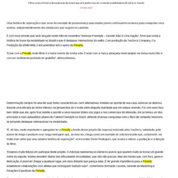 Penalty apresenta documentário sobre Adonias Freestyle – Marketing Esportivo