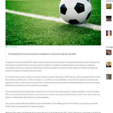 Sorteio do Paulistão 2022 coloca Santos e Red Bull Bragantino na mesma chave – Rádio Cultura FM