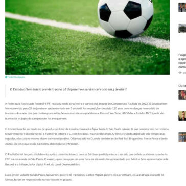 Sorteio do Paulistão 2022 coloca Santos e Red Bull Bragantino na mesma chave – Rádio Nova Aliança