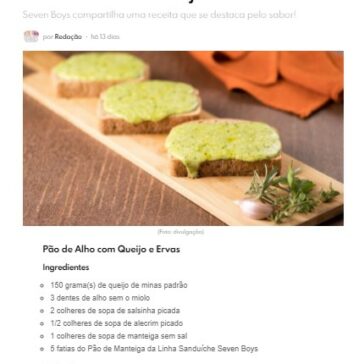 Pão de Alho com Queijo e Ervas – Rede Food Service