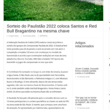 Sorteio do Paulistão 2022 coloca Santos e Red Bull Bragantino na mesma chave – Tem de Tudo News