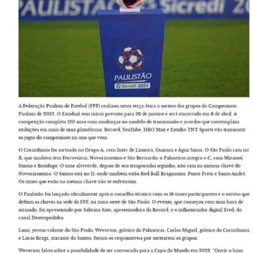 Sorteio do Paulistão 2022 coloca Santos e Red Bull Bragantino na mesma chave – Tribuna do Sertão