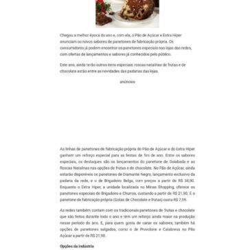 Diamante Negro, Brigadeiro e Rosca Natalina: Pão de Açúcar e Extra Hiper anunciam apostas de panetones – Portal Belo Horizonte