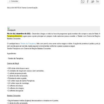 Tender Pamplona com creme de maçã e batatas crocantes é dica de prato principal para ceia natalina – AB Notícias News