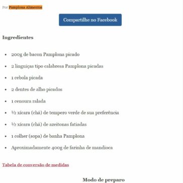 Receita de Farofa de bacon e linguiça calabresa – Comida e Recitas