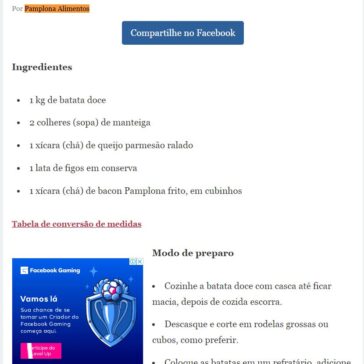 Receita de Batata doce com figo – Comidas e Receitas