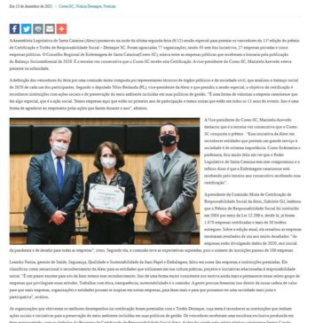 Pamplona Alimentos ecebe Certificado de Responsabilidade Social da Assembleia Legislativa de Santa Catarina – Coren/SC