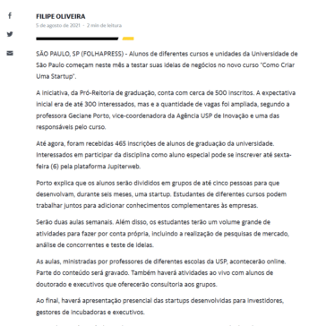 USP lança curso para quem quer criar startup