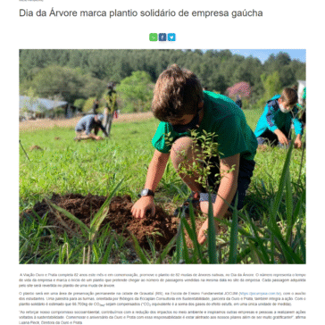 Dia da Árvore marca plantio solidário de empresa gaúcha
