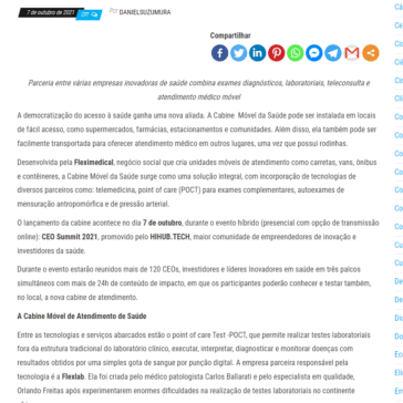 Cabine Móvel de Atendimento de Saúde é lançada durante o CEO SUMMIT 2021