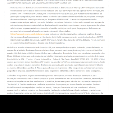 Resultado do Programa Santander USP de Inovação e Empreendedorismo
