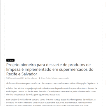 Projeto pioneiro para descarte de produtos de limpeza é implementado em supermercados do Recife e Salvador