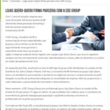 Lojas Quero-Quero firma pareceria com a EDC Group