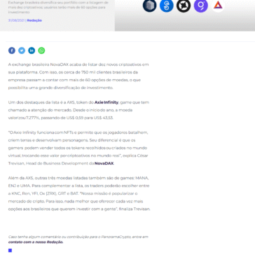 NovaDAX lista dez novas criptomoedas