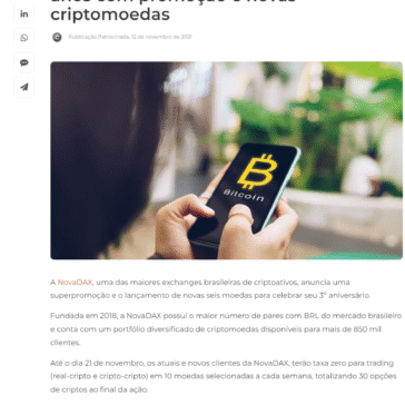 NovaDAX comemora aniversário de 3 anos com promoção e novas criptomoedas