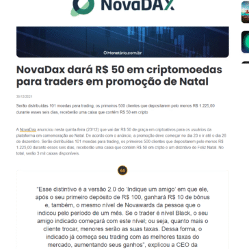 NovaDax dará R$ 50 em criptomoedas para traders em promoção de Natal