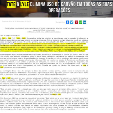 Tate & Lyle elimina uso de carvão em todas as suas operações – Grupo Mais Food