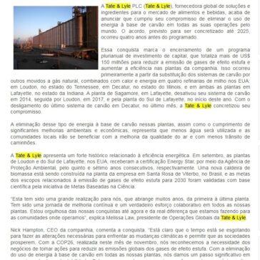 Tate & Lyle elimina uso de carvão em todas as suas operações – GuiaLat