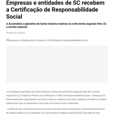 Empresas e entidades de SC recebem a Certificação de Responsabilidade Social – Jornal da Fronteire