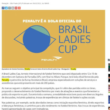 Brasil Ladies Cup terá bola da Penalty e aporte da Europ Assistance Brasil – Máquina do Esporte