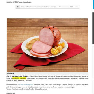 Tender Pamplona com creme de maçã e batatas crocantes é dica de prato principal para ceia natalina  – Rio Preto News