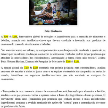 Tate & Lyle anuncia tendências de consumo para direcionar a inovação em alimentos e bebidas – Revista Indústria de Bebidas