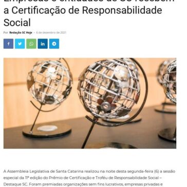 Empresas e entidades de SC recebem a Certificação de Responsabilidade Social – SC Hoje News