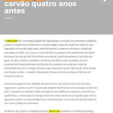 Tate & Lyle bane carvão quatro anos antes – Saneamento Ambiental