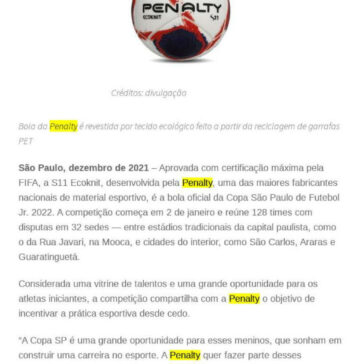 Mais sustentável do mundo, S11 Ecoknit é bola oficial da Copinha 2022 – Um blog Voltado a Cultura & Futebol