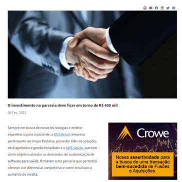 Grupo DGS Brasil fecha parceria com AWS Saúde com foco em aprimoramento nas práticas em saúde